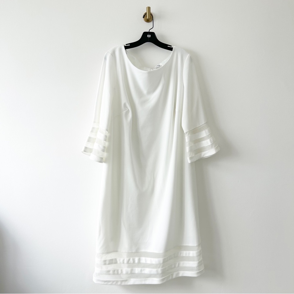 NEW Calvin Klein White Sheer Mesh Stripe Sheath Dress Size 22W - Picture 3 of 8